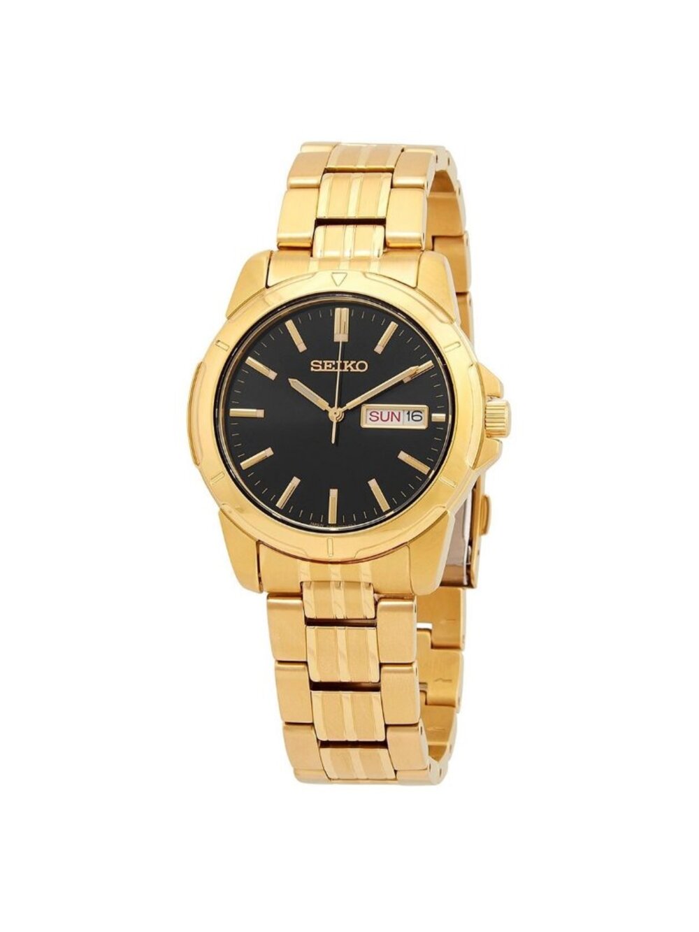 NWT Seiko Essentials Quartz Black Dial Men's Watch